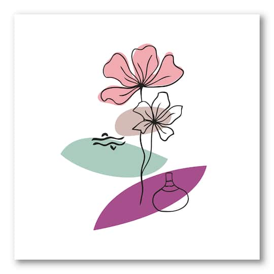 Designart - Elementary Shapes With Abstract Flowers Plants IV